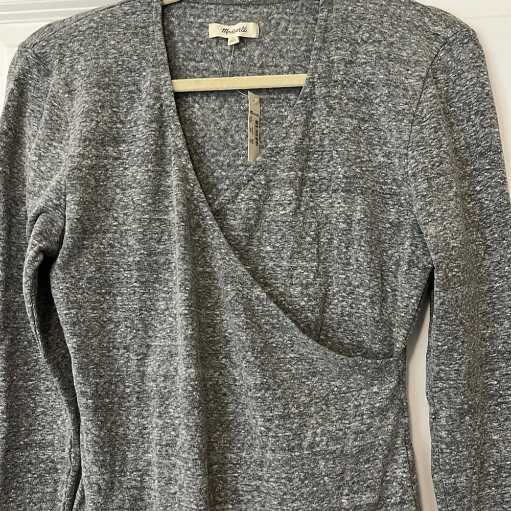 NWT Madewell Wrap Thong Bodysuit - Size L - Hthr Smoke - Picture 3 of 6